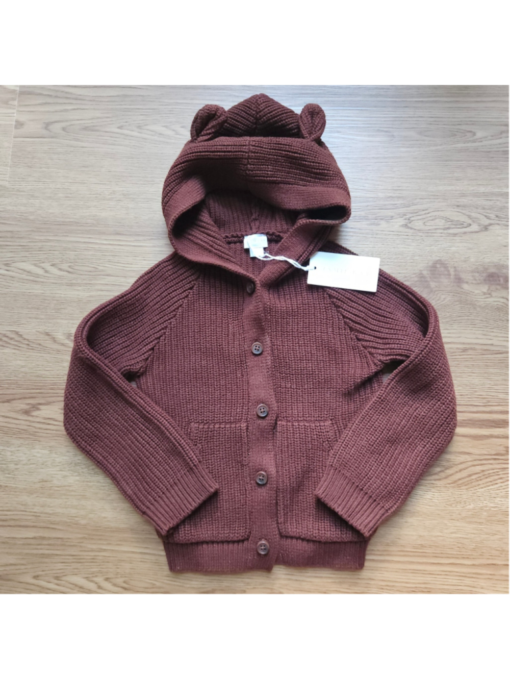 Jamie Kay Baby Dark Brown Knit Bear Cardigan Kids 2Y NWT